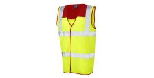 Bradworthy ISO 20471 Cl 2 Coloured Yoke Waistcoat STD Red/HV Yellow